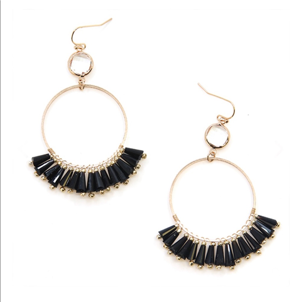 Hoop Fan Earrings Black